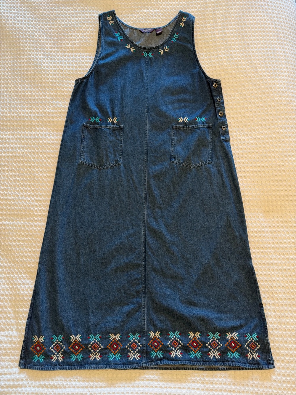 Vintage Agapo Western Denim Dress Women’s Size Large 100% Cotton